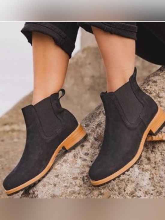 Patina Shoes - Patina Portland Leather Women's Black Chelsea Ankle Boots with Brown Sole Size 8